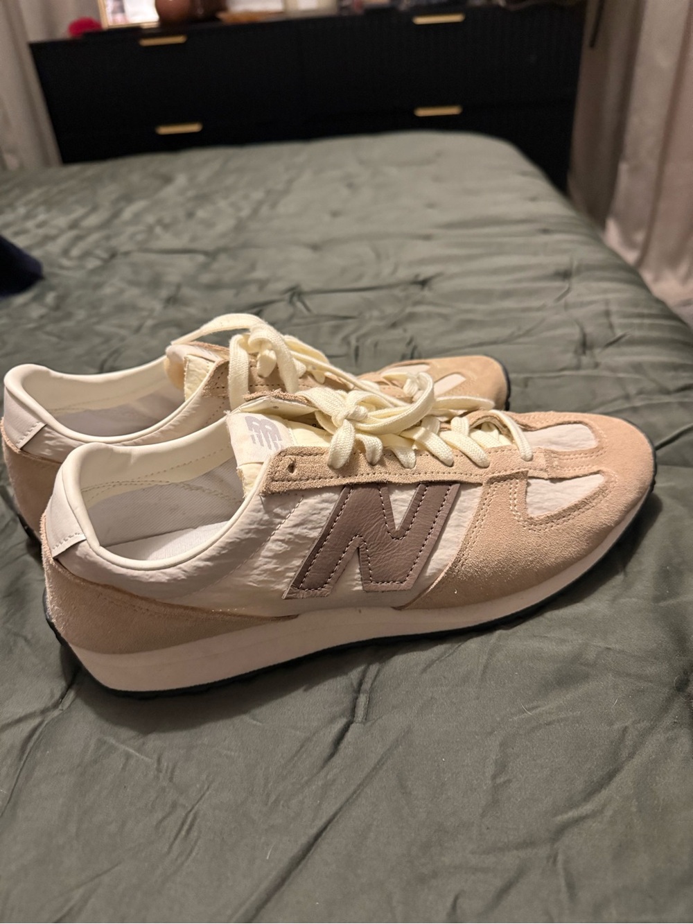 New Balance Women's Beige Cream Suede-Accent Sneakers